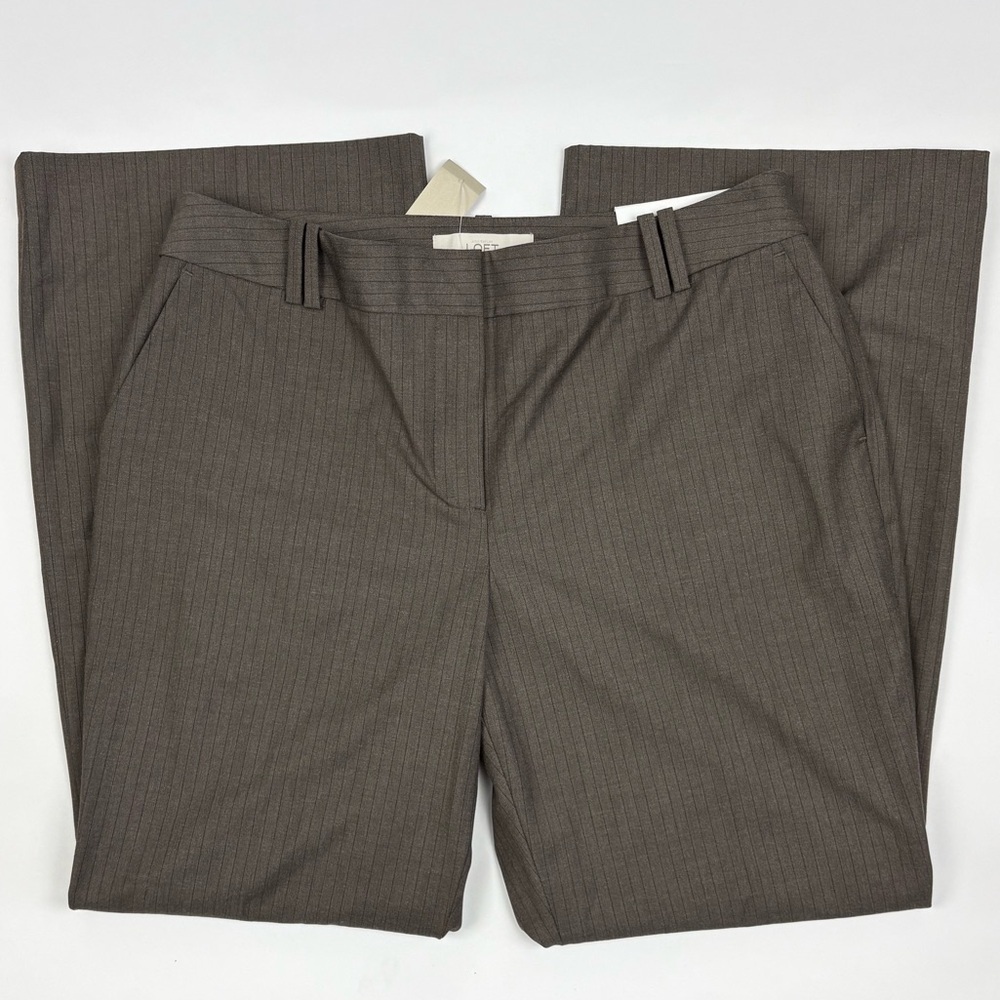 NWT Ann Taylor LOFT Brown Pinstripe Petite Trousers sz 12P Julie Trousers Curvy